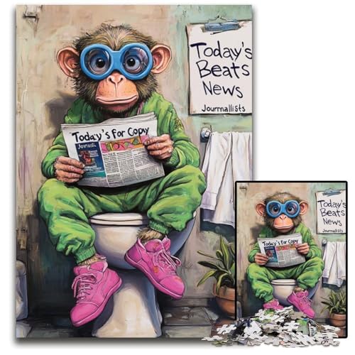 Puzzle 1000 Teile für Erwachsene, Monkey Go Toilet, Papppuzzle für Erwachsene, perfekt für Familienspaß an Weihnachten, Thanksgiving, Geburtstagen und Ostern, 26x38cm/10,23x14,96 Zoll Puzzle 1000 Teile für Erwachsene, Monkey Go Toilet, Papppuzzle für Erwachsene, perfekt für Familienspaß an Weihnachten, Thanksgiving, Geburtstagen und Ostern, 26x38cm/10,23x14,96 Zoll von RZFWJL