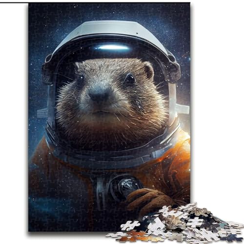 Puzzle 1000 Teile für Erwachsene, Murmeltier, Murmeltier, Astronaut, aus Pappe, anspruchsvolles Denkspiel für Teenager, unterhaltsames interaktives Spiel für die ganze Familie, 1000 Teile(26x38cm) von RZFWJL