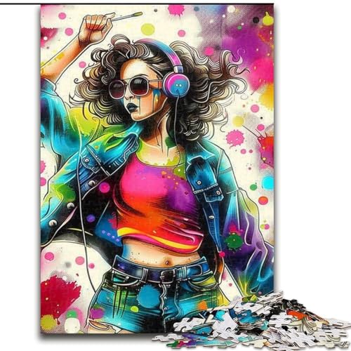 Puzzle 1000 Teile für Erwachsene, Musik-Mädchen-Puzzle, anspruchsvolles Denkspiel, Familienaktivität, Heimdekoration, 50x75cm von RZFWJL