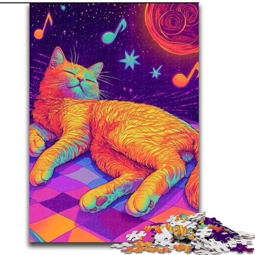 Puzzle 1000 Teile für Erwachsene, Musikkatze, für 14+, anspruchsvolles Spiel als Geschenk für die ganze Familie und Freunde (Größe 50x75cm) von RZFWJL