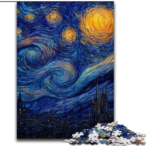 Puzzle 1000 Teile für Erwachsene, Nachthimmel, Stadtbild, für 14+, anspruchsvolles Spiel als Geschenk für die ganze Familie und Freunde (Größe 50x75cm) von RZFWJL