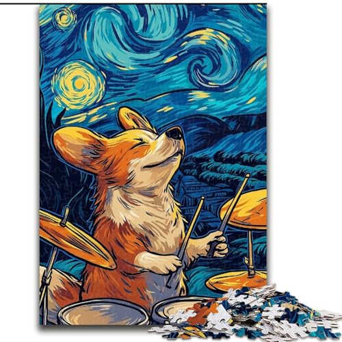 Puzzle 1000 Teile für Erwachsene, Nachthimmel-Corgi-Band, für 14+, anspruchsvolles Spiel als Geschenk für die ganze Familie und Freunde (Größe 50x75cm) von RZFWJL
