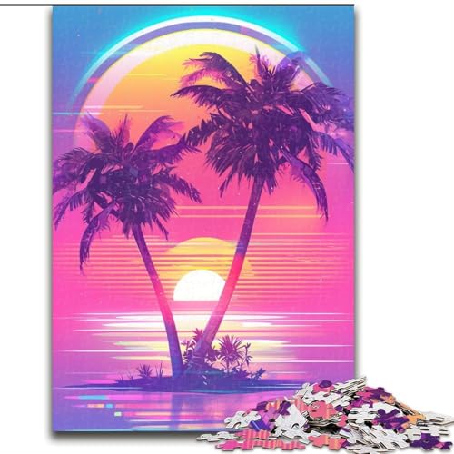 Puzzle 1000 Teile für Erwachsene, Neon-Kokosnussbaum-Puzzle, Spiel für Erwachsene, Geschenk, Familien-Interaktives Spiel, Gehirn-Herausforderung, Geschenk, 50x75cm von RZFWJL