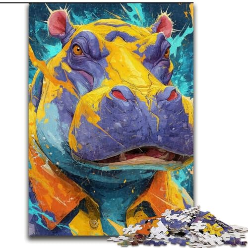Puzzle 1000 Teile für Erwachsene, Nilpferd, für 14+, anspruchsvolles Spiel als Geschenk für die ganze Familie und Freunde (Größe 50x75cm) von RZFWJL