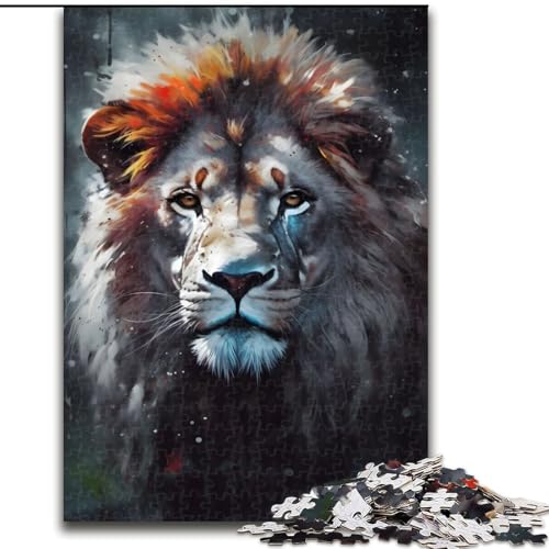 Puzzle 1000 Teile für Erwachsene, Ölgemälde, Löwenporträt, aus Pappe, anspruchsvolles Denkspiel für Teenager, unterhaltsames interaktives Spiel für die ganze Familie, 1000 Teile(26x38cm) von RZFWJL