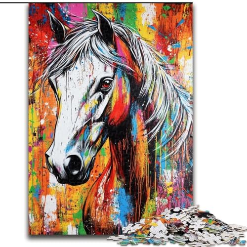 Puzzle 1000 Teile für Erwachsene, Ölgemälde Pferd, für 14+, anspruchsvolles Spiel als Geschenk für die ganze Familie und Freunde (Größe 50x75cm) von RZFWJL