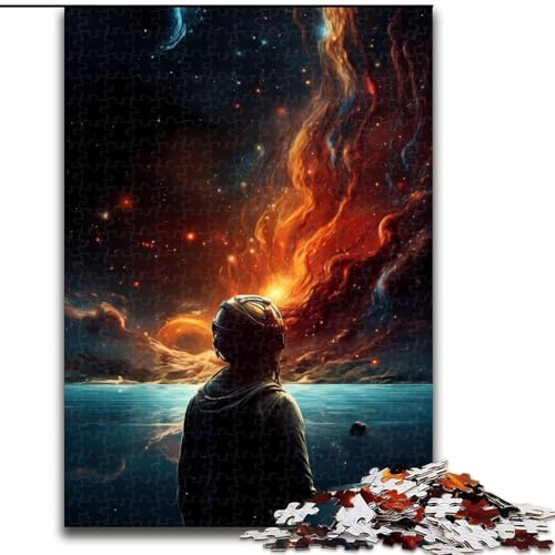 Puzzle 1000 Teile für Erwachsene, Orange Space Phenomenon Puzzle aus Holz, anspruchsvolles Denkspiel für Teenager, unterhaltsames interaktives Spiel für die ganze Familie, 1000 Teile(50x75cm) von RZFWJL