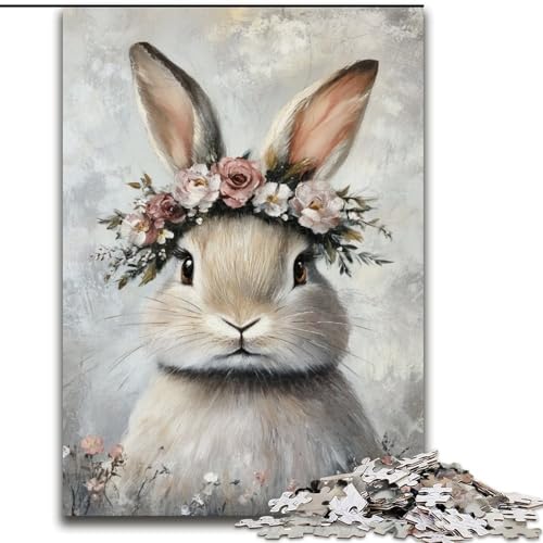 Puzzle 1000 Teile für Erwachsene, Osterhasen-Puzzle, anspruchsvolles Denkspiel, Familienaktivität, Heimdekoration, 50x75cm von RZFWJL