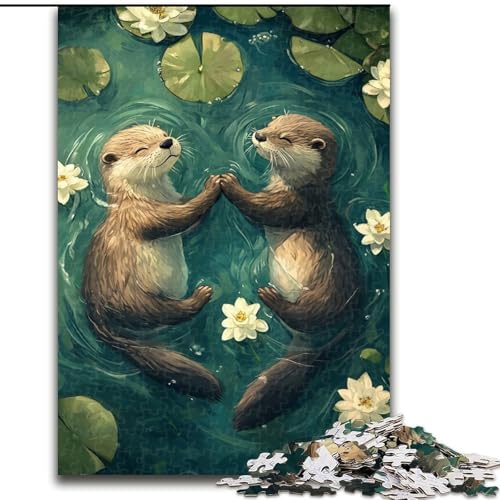 Puzzle 1000 Teile für Erwachsene, Otter-Paar, anspruchsvolles Denkspiel, Familienaktivität, Heimdekoration, 50x75cm von RZFWJL