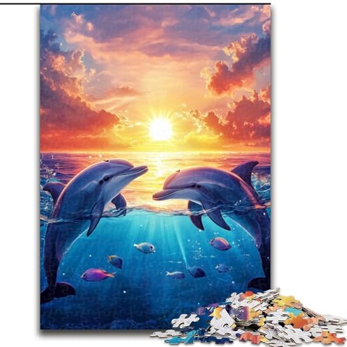 Puzzle 1000 Teile für Erwachsene, Ozean-Delfin-Puzzle, anspruchsvolles Denkspiel, Familienaktivität, Heimdekoration, 50x75cm von RZFWJL