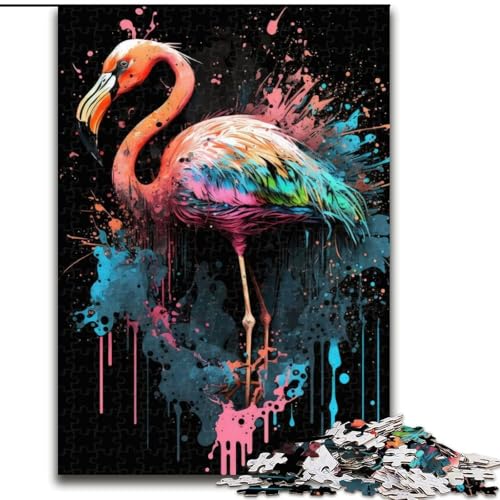 Puzzle 1000 Teile für Erwachsene, Paintsplash Flamingo-Puzzle aus Pappe, Familieninteraktion und Gehirn-Herausforderung, Familienaktivitäts-Herausforderung, 1000 Teile(26x38cm) von RZFWJL