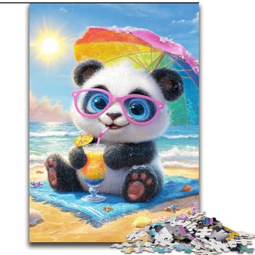 Puzzle 1000 Teile für Erwachsene, Panda im Urlaub, anspruchsvolles Denkspiel, Familienaktivität, Heimdekoration, 50x75cm von RZFWJL