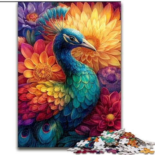 Puzzle 1000 Teile für Erwachsene, Pfauen-Puzzle, Familienaktivitätsspiel für Teenager, anspruchsvolles Denkspiel, 50x75cm von RZFWJL