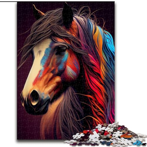 Puzzle 1000 Teile für Erwachsene, Pferd-Popart-Puzzle aus Pappe, anspruchsvolles Denkspiel für Teenager, unterhaltsames interaktives Spiel für die ganze Familie, 1000 Teile(26x38cm) von RZFWJL