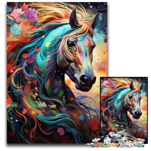 Puzzle 1000 Teile für Erwachsene, Pferdepuzzle für Erwachsene, Geburtstagsgeschenkidee, anspruchsvolles Denkspiel, 26x38cm/10,23x14,96 Zoll von RZFWJL