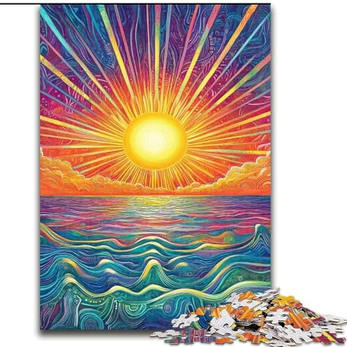 Puzzle 1000 Teile für Erwachsene, Psychedelic Sun, Lernspielzeug, einzigartige Geburtstags- und Geschenkideen für Kinder ab 14 Jahren (Größe 50x75cm) von RZFWJL