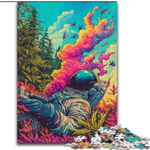 Puzzle 1000 Teile für Erwachsene, Psychedelischer Astronaut, Lernspielzeug, einzigartige Geburtstags- und Geschenkideen für Kinder ab 14 Jahren (Größe 26x38cm) von RZFWJL