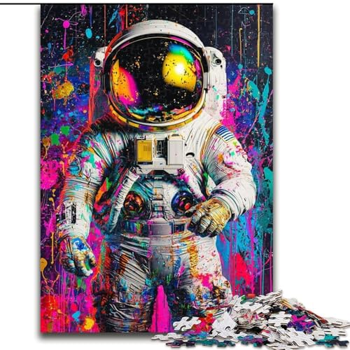 Puzzle 1000 Teile für Erwachsene, Psychedelischer Astronaut, Lernspielzeug, einzigartige Geburtstags- und Geschenkideen für Kinder ab 14 Jahren (Größe 26x38cm) von RZFWJL