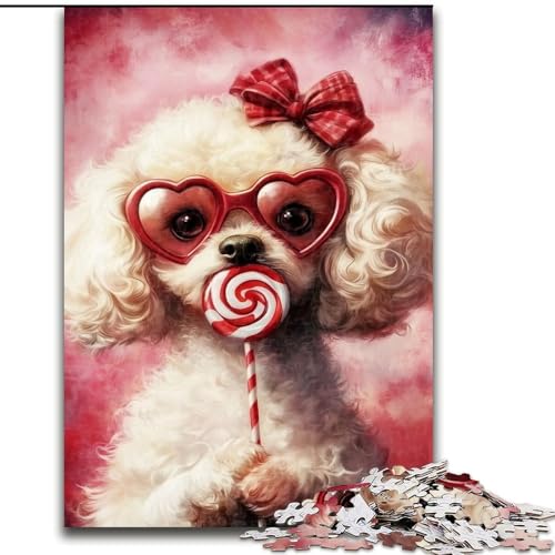 Puzzle 1000 Teile für Erwachsene, Pudel, Lernspielzeug, einzigartige Geburtstags- und Geschenkideen für Kinder ab 14 Jahren (Größe 26x38cm) von RZFWJL