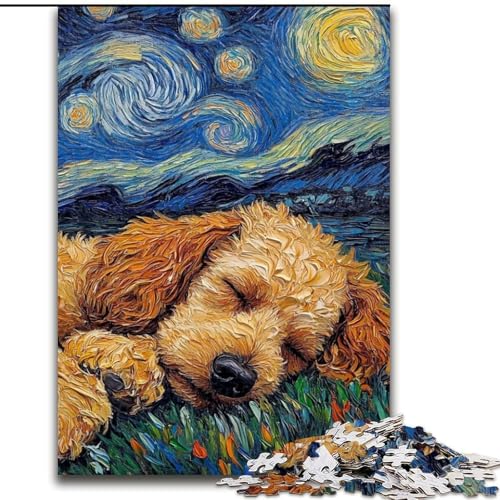 Puzzle 1000 Teile für Erwachsene, Pudel-Nachthimmel-Puzzle aus Pappe, anspruchsvolles Denkspiel für Teenager, unterhaltsames interaktives Spiel für die ganze Familie, 1000 Teile(26x38cm) von RZFWJL