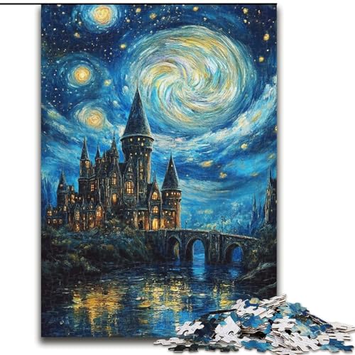 Puzzle 1000 Teile für Erwachsene, Schloss unter den Sternen, für 14+, anspruchsvolles Spiel als Geschenk für die ganze Familie und Freunde (Größe 26x38cm) von RZFWJL