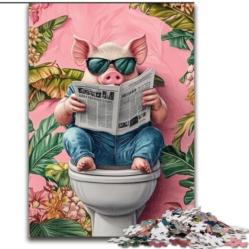Puzzle 1000 Teile für Erwachsene, Schwein in der Toilette, Puzzle für die Heimdekoration, ideales Weihnachts- und Neujahrsgeschenk für Teenager, 50x75cm Puzzle 1000 Teile für Erwachsene, Schwein in der Toilette, Puzzle für die Heimdekoration, ideales Weihnachts- und Neujahrsgeschenk für Teenager, 50x75cm von RZFWJL