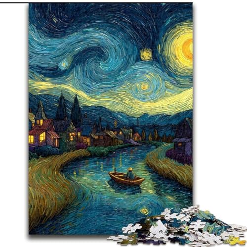 Puzzle 1000 Teile für Erwachsene, Sternenhimmelboot, Lernspielzeug, einzigartige Geburtstags- und Geschenkideen für Kinder ab 14 Jahren (Größe 26x38cm) von RZFWJL