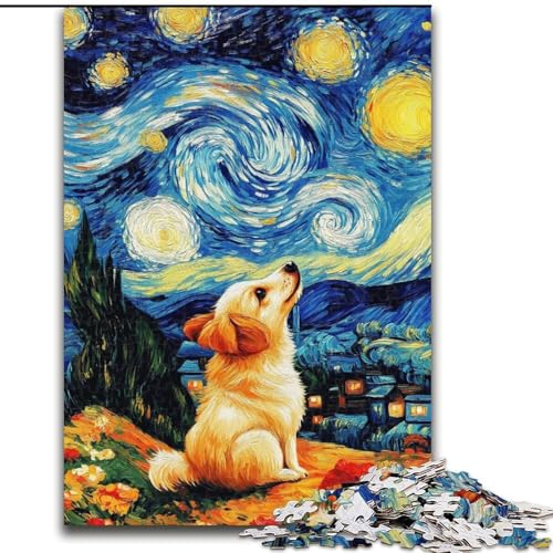 Puzzle 1000 Teile für Erwachsene, Sternennachthund, Spielzeug, Lernspiele, Stressabbau, tolle Geschenke und Spielzeuge (Größe 50x75cm) von RZFWJL