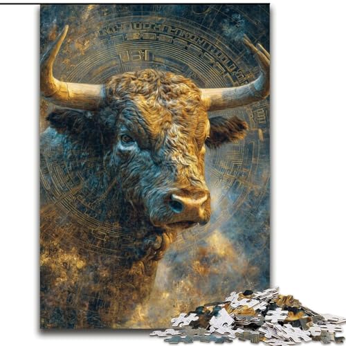 Puzzle 1000 Teile für Erwachsene, Stiermalerei, für 14+, anspruchsvolles Spiel als Geschenk für die ganze Familie und Freunde (Größe 50x75cm) von RZFWJL