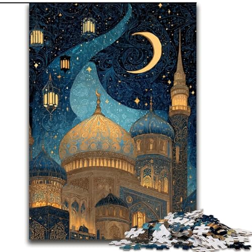 Puzzle 1000 Teile für Erwachsene, Taj Mahal bei Nacht, Lernspielzeug, ganze Familie (Größe 26x38cm) von RZFWJL