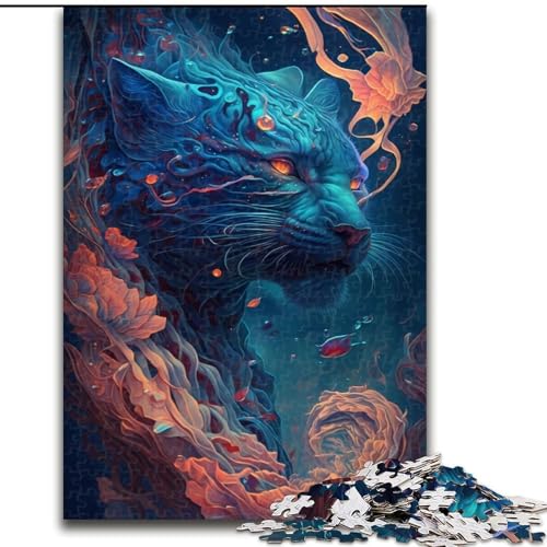 Puzzle 1000 Teile für Erwachsene, Tiger-Unrealismus-Puzzle aus Holz, interaktives Familienspiel, DIY-Heimdekor, Gehirn-Herausforderung, Geschenk, 1000 Stück(50x75cm) von RZFWJL