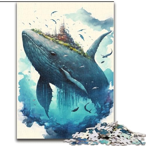 Puzzle 1000 Teile für Erwachsene, Wal-Aquarellmalerei, für 14+, anspruchsvolles Spiel als Geschenk für die ganze Familie und Freunde (Größe 26x38cm) von RZFWJL