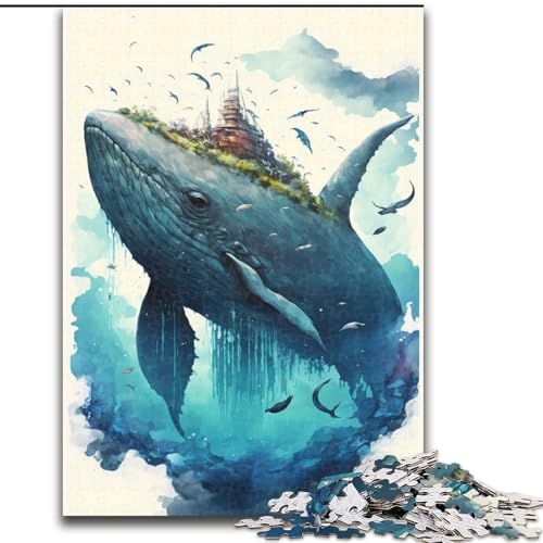 Puzzle 1000 Teile für Erwachsene, Wal-Aquarellmalerei, für 14+, anspruchsvolles Spiel als Geschenk für die ganze Familie und Freunde (Größe 50x75cm) von RZFWJL