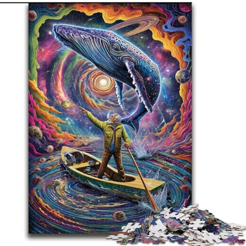 Puzzle 1000 Teile für Erwachsene, Wale im Weltraum, Lernspielzeug, einzigartige Geburtstags- und Geschenkideen für Kinder ab 14 Jahren (Größe 50x75cm) von RZFWJL