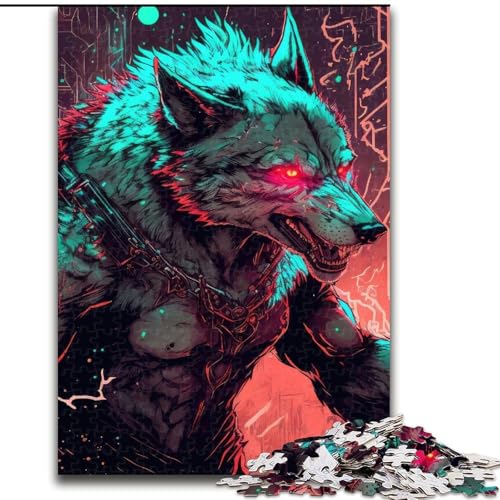 Puzzle 1000 Teile für Erwachsene, Wolfskrieger-Puzzle aus Holz, anspruchsvolles Denkspiel für Teenager, unterhaltsames interaktives Spiel für die ganze Familie, 1000 Teile(50x75cm) von RZFWJL