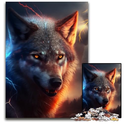 Puzzle 1000 Teile für Erwachsene, Wolfspuzzles für Erwachsene, Geburtstagsgeschenkidee, anspruchsvolles Denkspiel, 50x75cm/19,68x29,52 Zoll von RZFWJL
