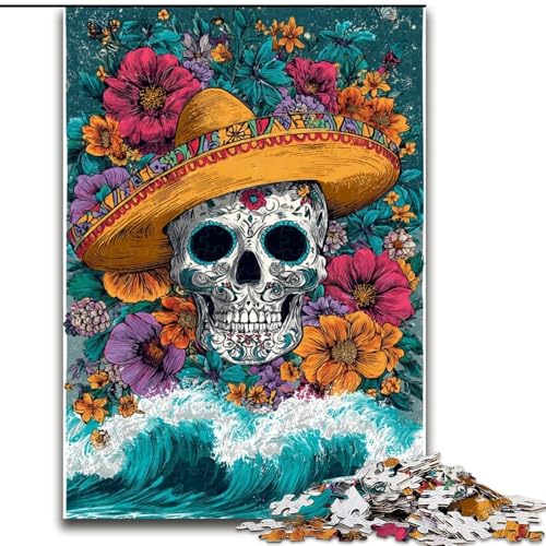 Puzzle 1000 Teile für Erwachsene, Zuckerschädel, Spielzeug, Lernspiele, Stressabbau, tolle Geschenke und Spielzeuge (Größe 50x75cm) von RZFWJL