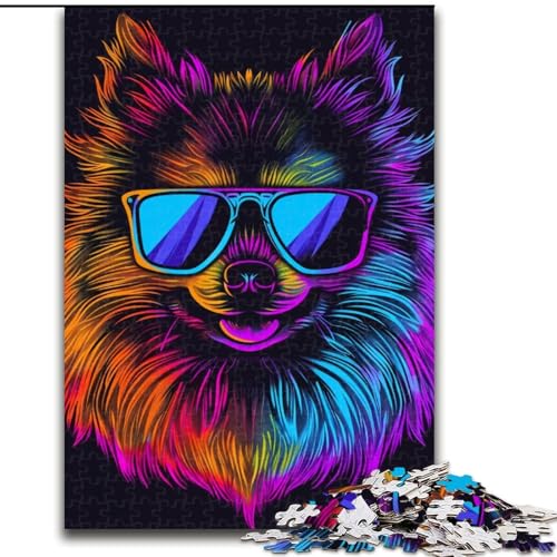 Puzzle 1000 Teile für Erwachsene, Zwergspitz-Hundekunst, Puzzle aus Holz, interaktives Familienspiel, DIY-Heimdekoration, Gehirn-Herausforderung, Geschenk, 1000 Stück(50x75cm) von RZFWJL