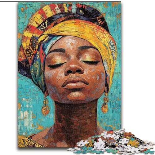 Puzzle 1000 Teile für Erwachsene, afrikanische Frau, Lernspielzeug, einzigartige Geburtstags- und Geschenkideen für Kinder ab 14 Jahren (Größe 26x38cm) von RZFWJL