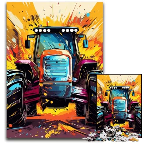 Puzzle 1000 Teile für Erwachsene, buntes Traktor-Puzzle aus Pappe, anspruchsvolles DIY-Denkspiel, perfektes Familienspiel oder dekoratives Geschenk, 26x38cm/10,23x14,96 Zoll von RZFWJL
