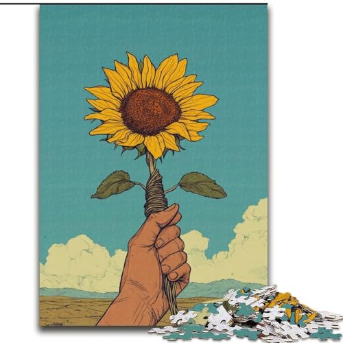 Puzzle 1000 Teile für Erwachsene, die eine Rose halten Anspruchsvolles Denkspiel, Familienaktivität, Heimdekoration, 50x75cm von RZFWJL