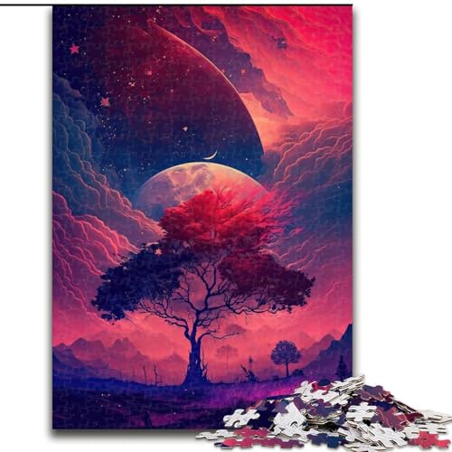 Puzzle 1000 Teile für Erwachsene, farbenfrohe Fantasielandschaft, aus Pappe, anspruchsvolles Denkspiel für Teenager, Familienspaß, DIY-Heimdeko-Geschenk, 1000 Teile(26x38cm) von RZFWJL