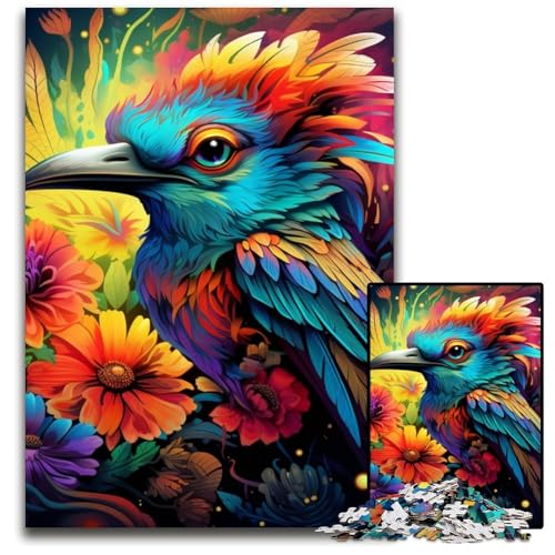 Puzzle 1000 Teile für Erwachsene, farbenfrohes Kunst-Vogel-Holzpuzzle, anspruchsvolles DIY-Denkspiel, perfektes Familienspiel oder dekoratives Geschenk, 50x75cm/19,68x29,52 Zoll von RZFWJL