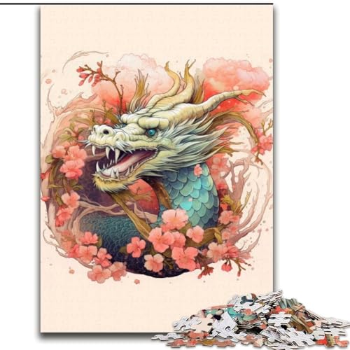Puzzle 1000 Teile für Erwachsene, japanische Drachenkirsche, Puzzle aus Holz, anspruchsvolles Denkspiel für Teenager, Familienspaß, DIY-Heimdekor-Geschenk, 1000 Stück(50x75cm) von RZFWJL