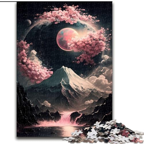 Puzzle 1000 Teile für Erwachsene, japanische Landschaft, Neon-Puzzle aus Holz, Weihnachten, Halloween, Ostern, Neujahr, 1000 Stück(50x75cm) von RZFWJL