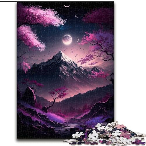 Puzzle 1000 Teile für Erwachsene, japanische Landschaft, Neon-Puzzle aus Holz, Weihnachten, Halloween, Ostern, Neujahr, 1000 Stück(50x75cm) von RZFWJL