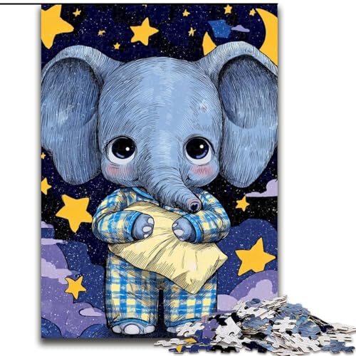 Puzzle 1000 Teile für Erwachsene, schlafendes Elefantenbaby, Lernspielzeug, einzigartige Geburtstags- und Geschenkideen für Kinder ab 14 Jahren (Größe 26x38cm) von RZFWJL