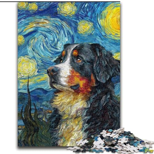 Puzzle 1000 Teile für Erwachsene Berner Sennenhund, für 14+, anspruchsvolles Spiel als Geschenk für die ganze Familie und Freunde (Größe 26x38cm) von RZFWJL