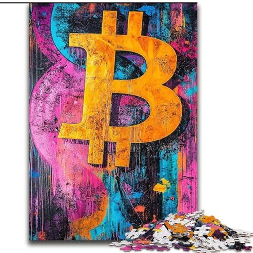 Puzzle 1000 Teile für Erwachsene Bitcoin, für 14+, anspruchsvolles Spiel als Geschenk für die ganze Familie und Freunde (Größe 26x38cm) von RZFWJL