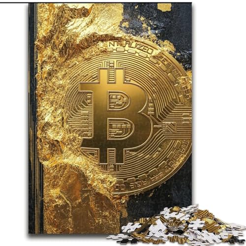 Puzzle 1000 Teile für Erwachsene Bitcoin-Logo, für 14+, anspruchsvolles Spiel als Geschenk für die ganze Familie und Freunde (Größe 26x38cm) von RZFWJL